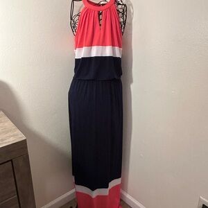 London Times Pink Halter Sundress Maxi